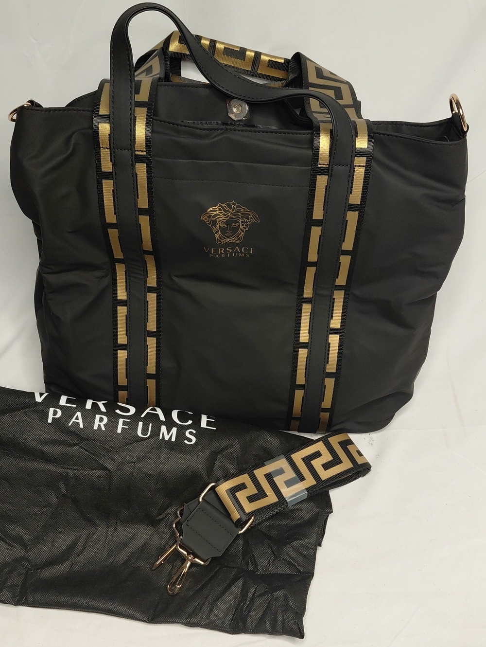 Versace Black Tote with Gold Medusa Logo - Picture 1 of 11